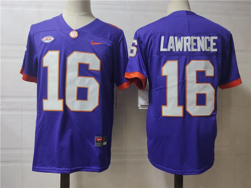 Men Clemson Tigers #16 Lawrence Purple Nike 2025 NCAA Jersey->ncaa teams->NCAA Jersey